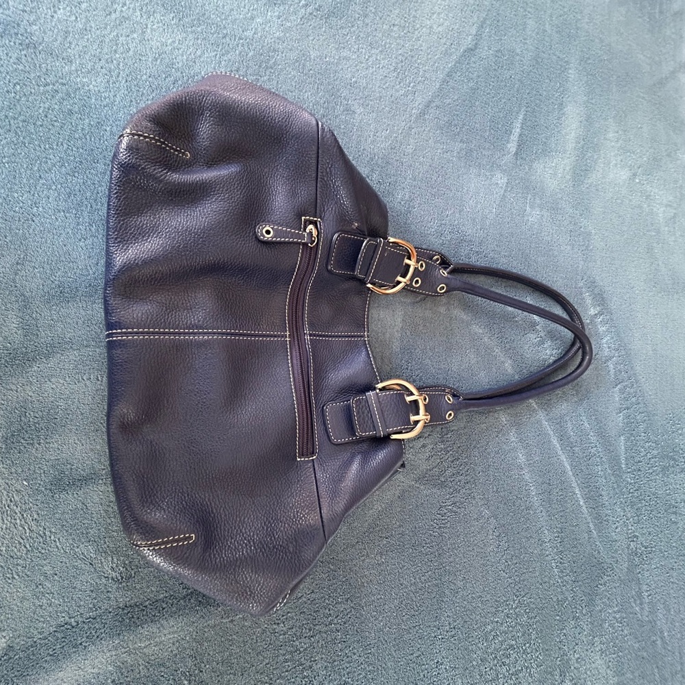 Elegant Cobalt Blue Leather Tote Bag